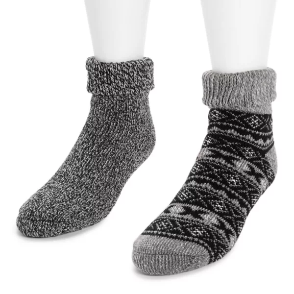 

Мужские термоноски с манжетой, 2 пары Muk Luks, цвет gray black
