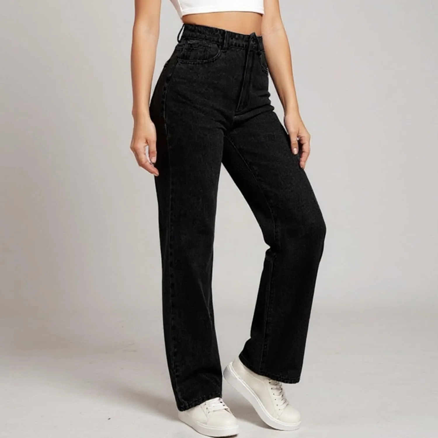 Прямые джинсы для женщин High Waist Stretch Boyfriend — фото 3