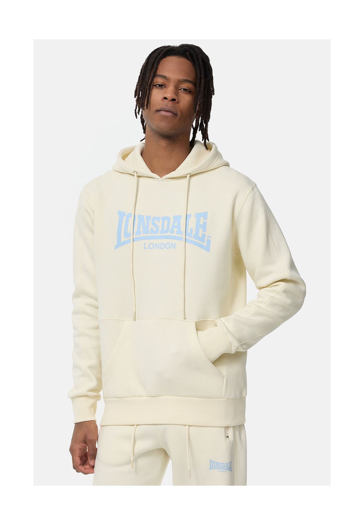 

Мужская толстовка с капюшоном обычного кроя BELMADUTHY LONSDALE, цвет Beige/blue