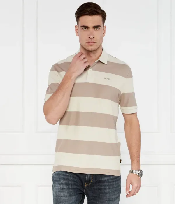 Поло PalesStripe regular fit Boss Orange, коричневый — фото 3