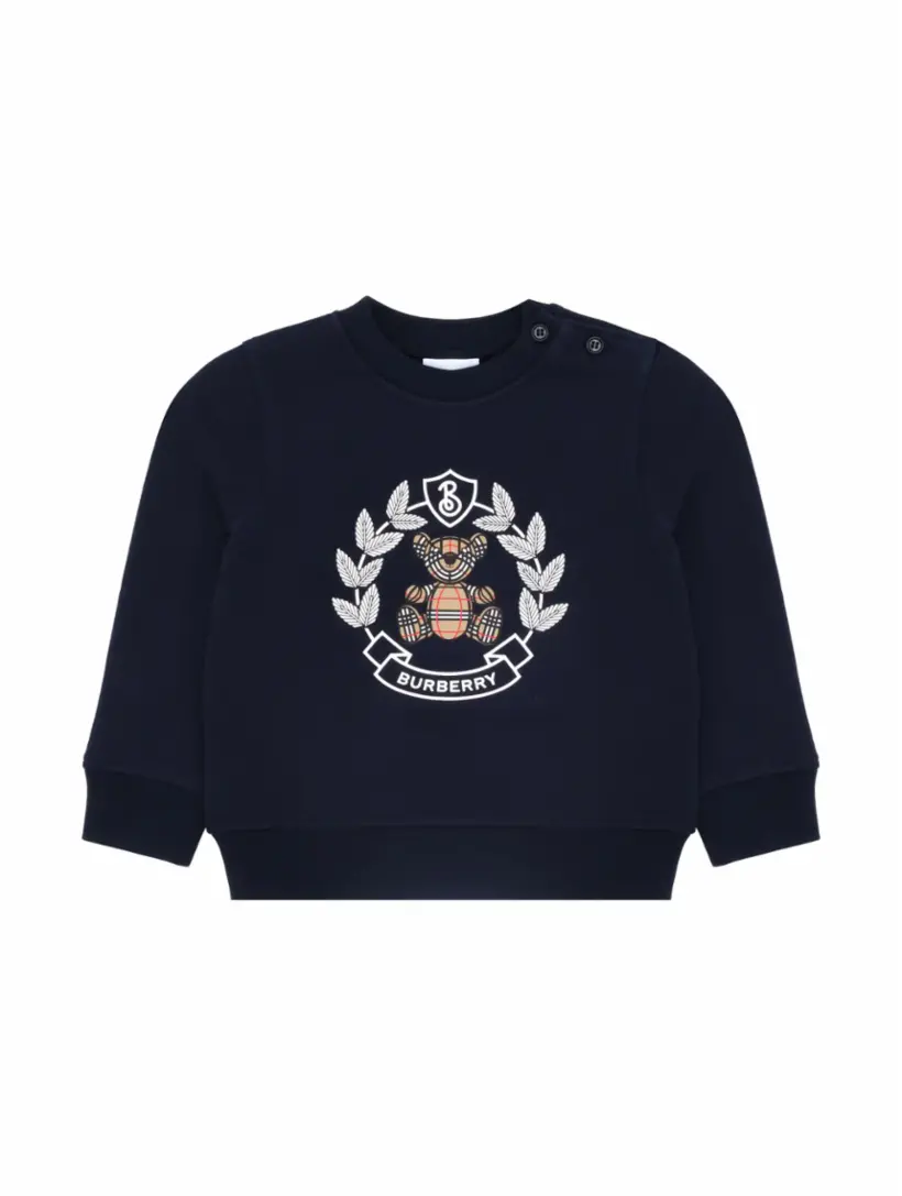 

Хлопковый свитшот с логотипом Burberry, тёмно-синий