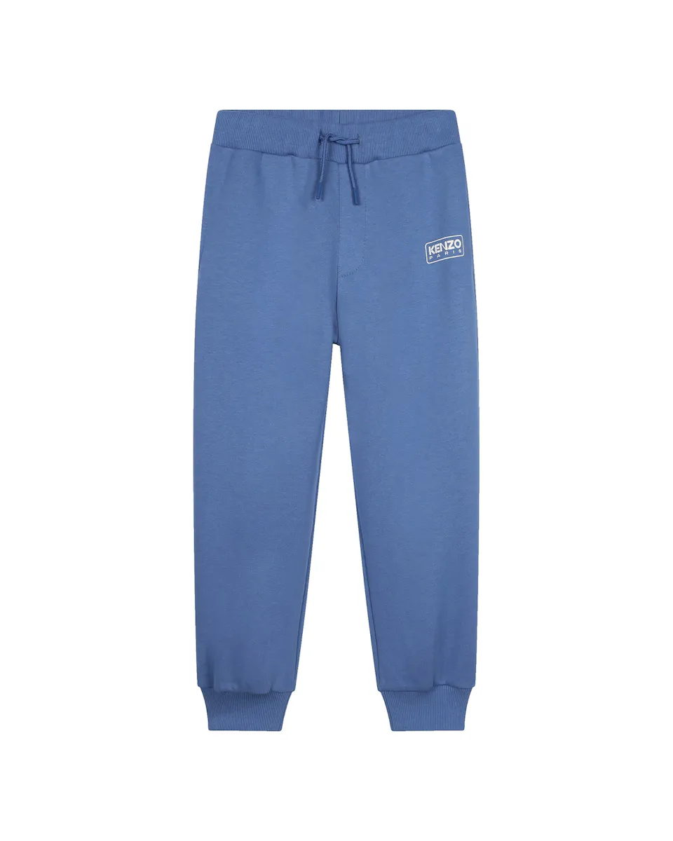 

Детские спортивные штаны из 100% хлопка с кулиской Kenzo Kids, цвет Azul Índigo