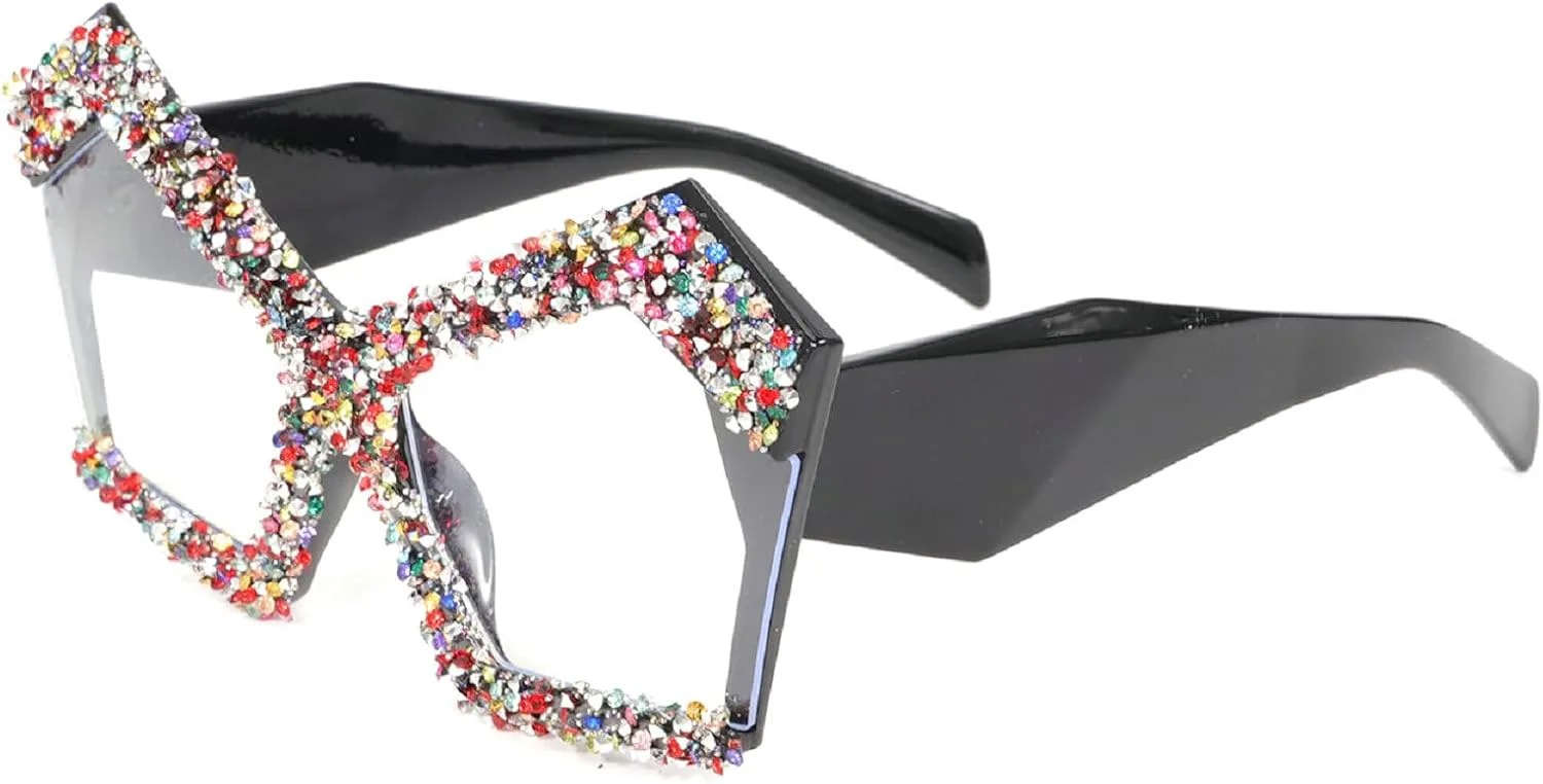 

Роскошные солнцезащитные очки Melrose «кошачий глаз» с бриллиантами и стразами, защита от ультрафиолета UV400, модные солнцезащитные очки-маска 9618, Black C2