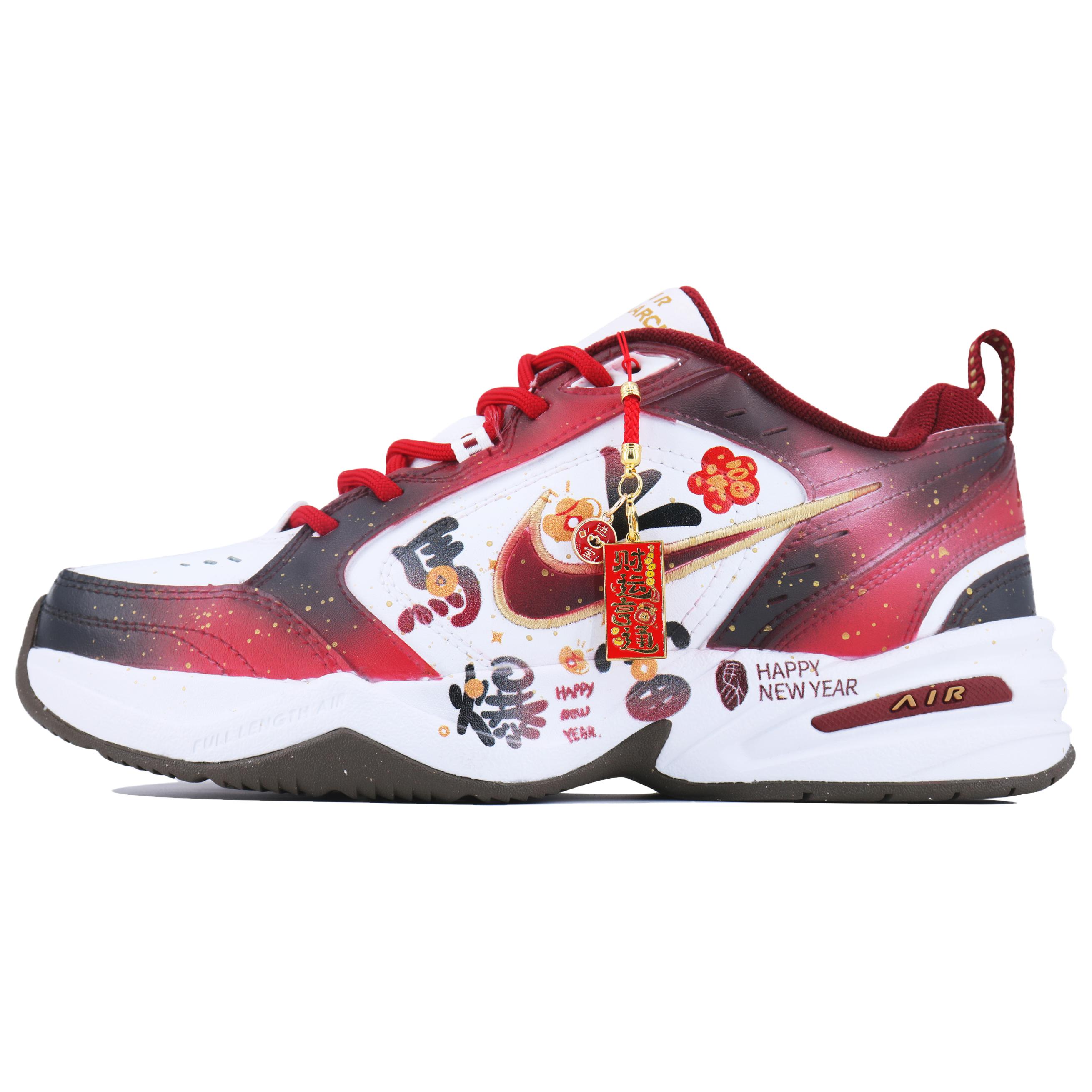 

Кроссовки Air Monarch 4 Instant Wealth Unisex низкие матовые повседневные White Red Gold Nike, белый красный золотой