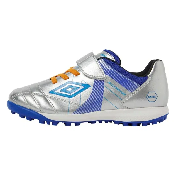 Детские футбольные бутсы Umbro Accerator SB JR Wide +GAINA, серебристый/синий, размер 20.0cm - 31 RU — фото 2