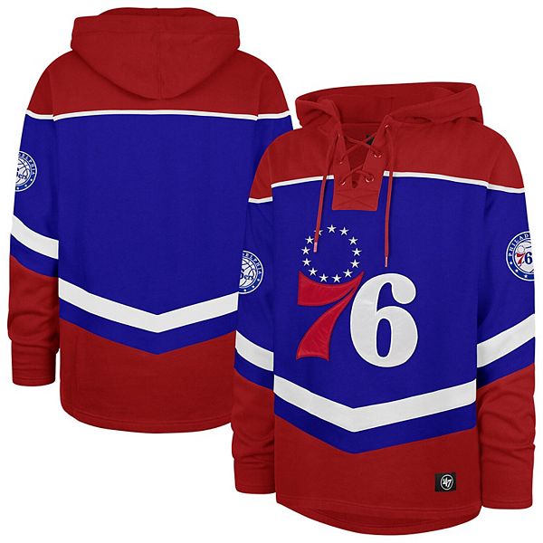 

Мужской оверсайз три-сатиновый пуловер-худи '47 royal philadelphia 76ers layup lacer 47 Brand