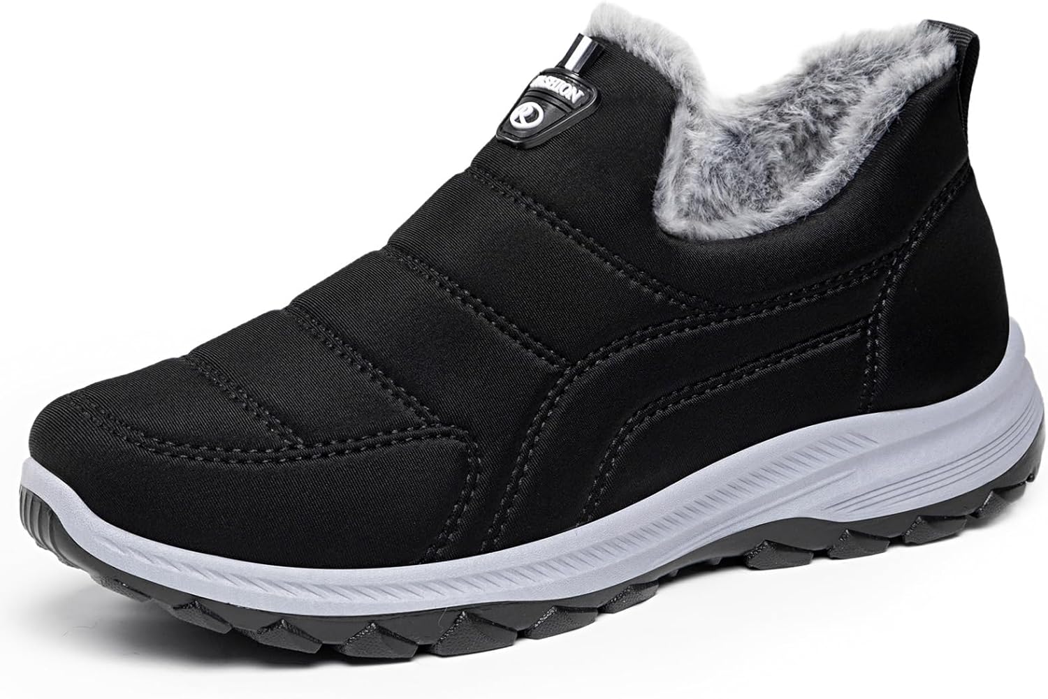 

Мужские слипоны-снежные ботинки, ботинки до щиколотки, противоскользящие, водонепроницаемые, с теплой меховой подкладкой, средней высоты, легкие зимние ботинки Generic, черный