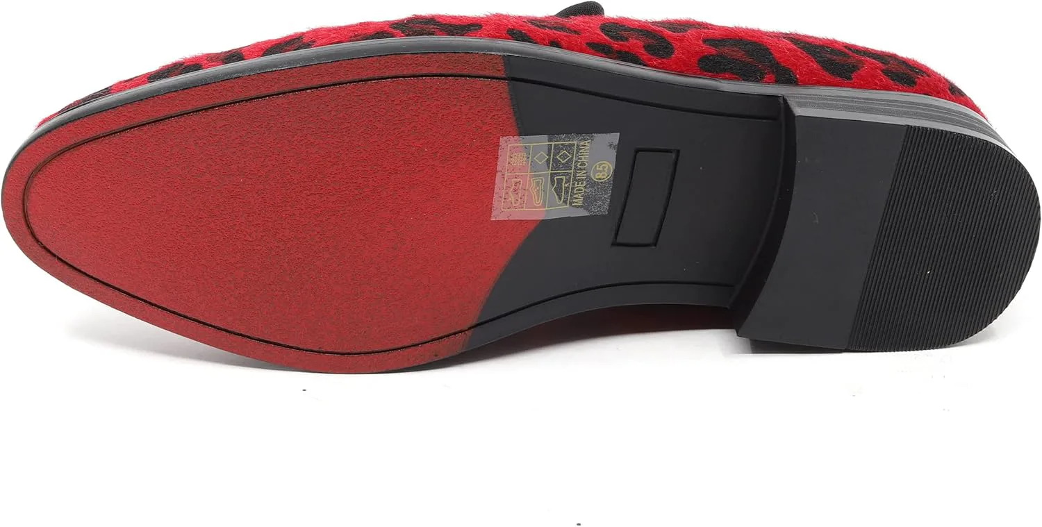 

Мужские модные лоферы Metrocharm с леопардовым принтом SM-03, красный