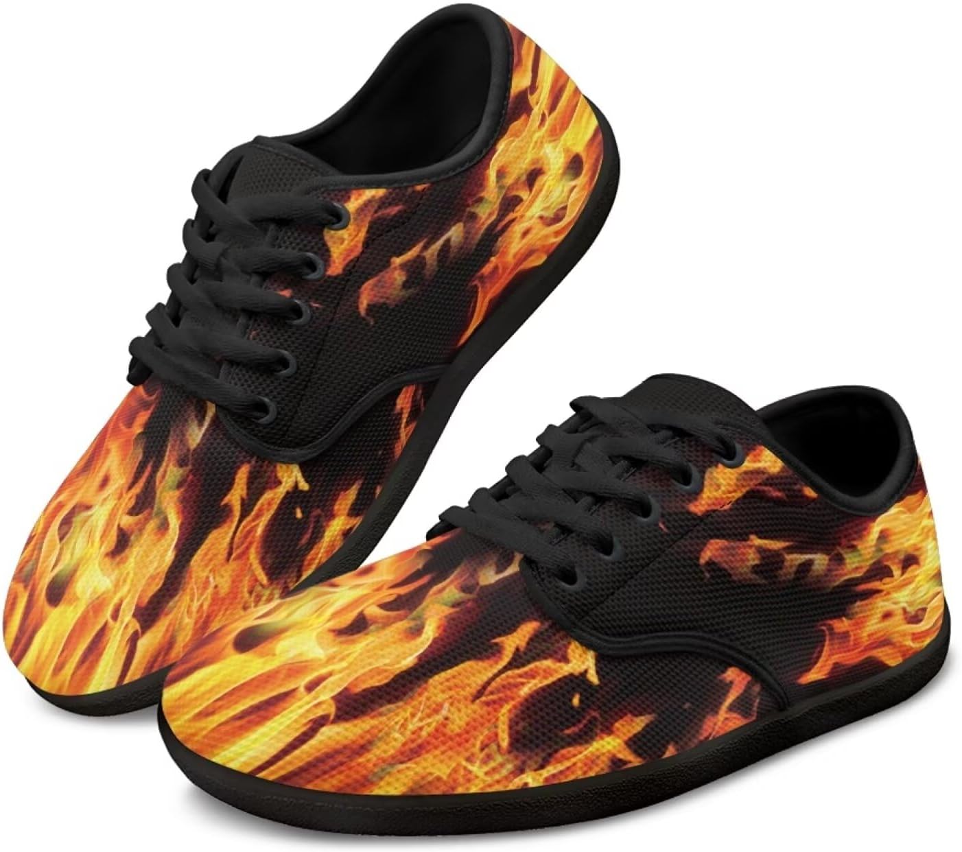 

Мужские минималистичные прогулочные кроссовки с широкой ноской, без перепада высоты, повседневные дышащие слипоны для тенниса Pointodoor, Fire Flame Print