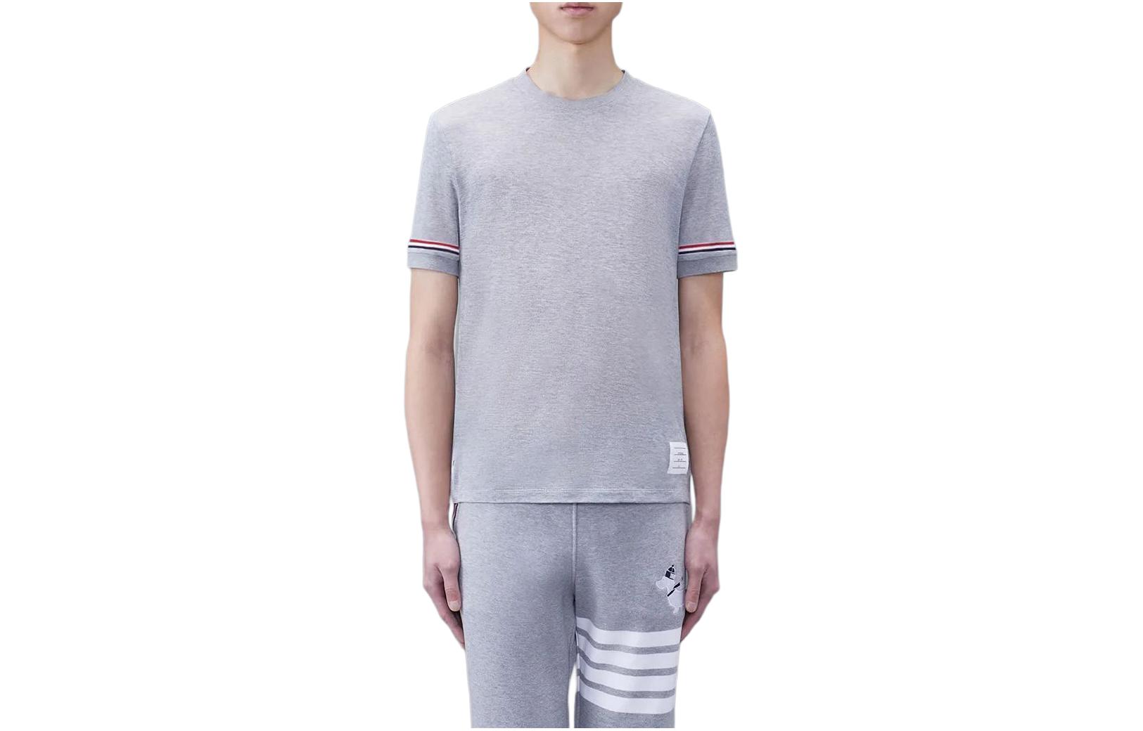 

Полосатая детализированная толстовка THOM BROWNE, серая