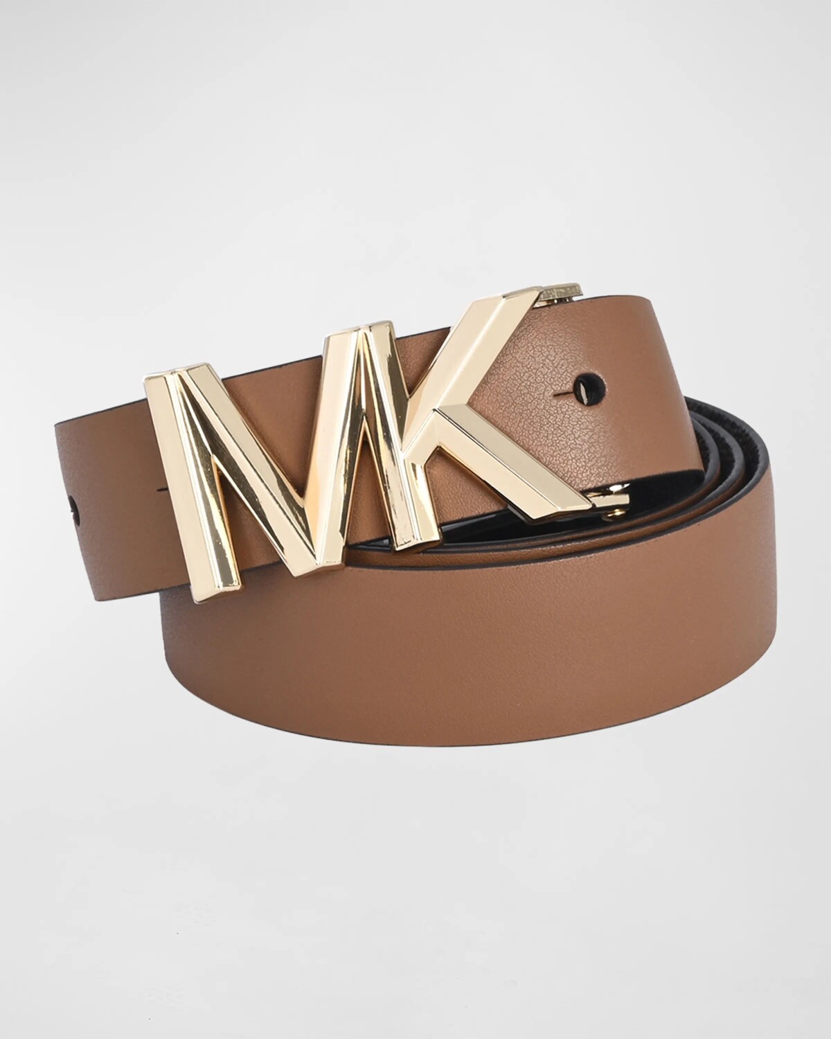 

Двусторонний кожаный ремень с пряжкой с логотипом Michael Kors, цвет Luggage Rev. To Brrown/Gold