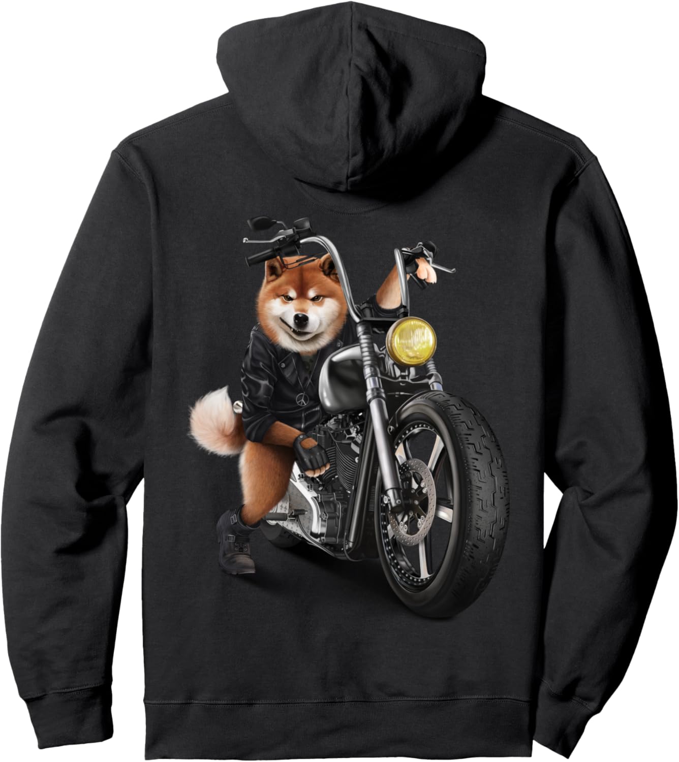 

Худи с изображением собаки породы сиба-ину (Ibaken Dog Bike Biker Hoodie) Fox Republic Design, черный