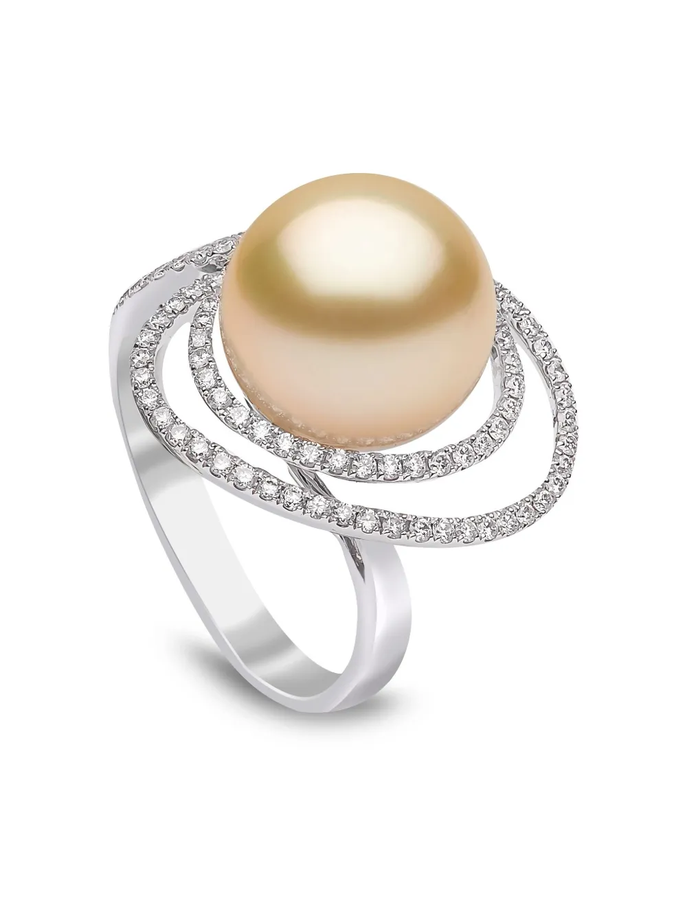 

Кольцо из 18-каратного белого золота с южноморским жемчугом и бриллиантами Yoko London, серебяный