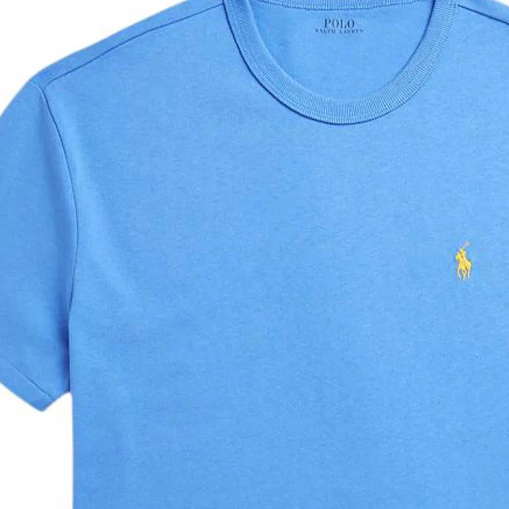 Футболка Polo Cotton Ralph Lauren синяя — фото 4