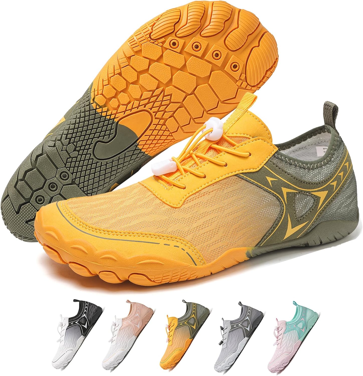 

Кроссовки для женщин и мужчин унисекс, быстросохнущие, с нескользящей подошвой, широким носком Feedmoo, зеленый/хаки