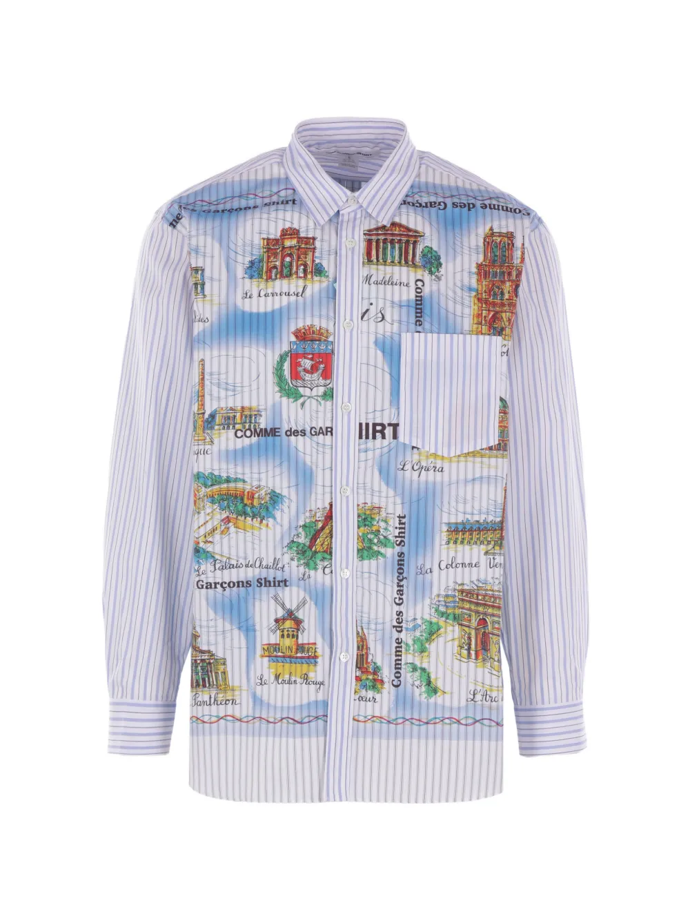 

Рубашка с графичным принтом и полосками Comme Des Garcons Homme, белый