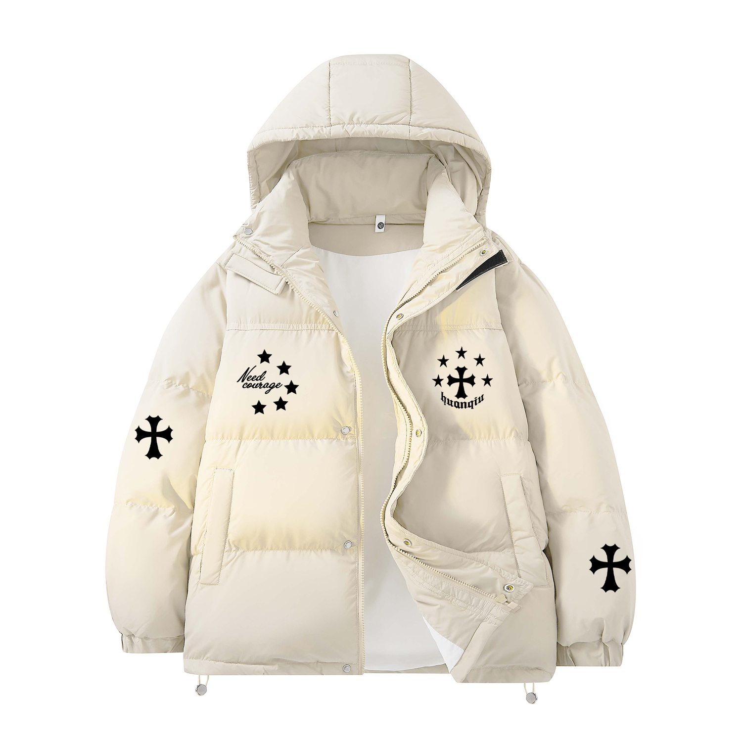 

Пуховик Unisex с капюшоном утепленный HUANQIU, бежевый оранжевый