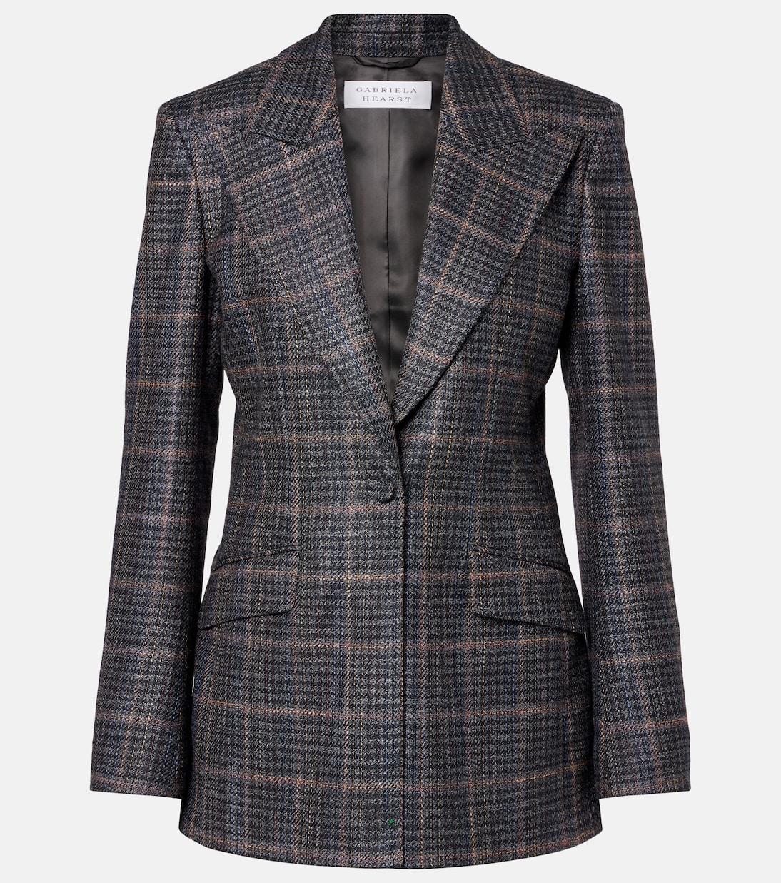 

Клетчатый пиджак из шерсти и шелка Leiva Gabriela Hearst, Charcoal Multi