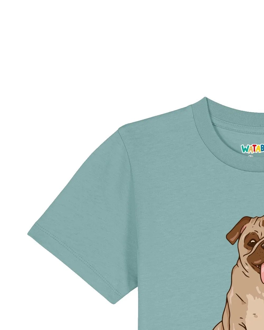 Футболка с принтом Mops, Wat? Apparel, teal monstera — фото 3