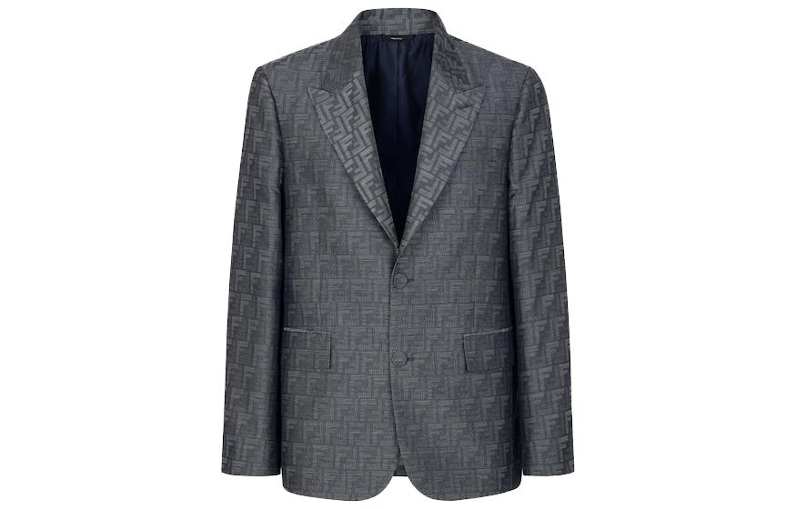 FENDI Джемпер с логотипом жаккард однобортный, Blue — фото 3