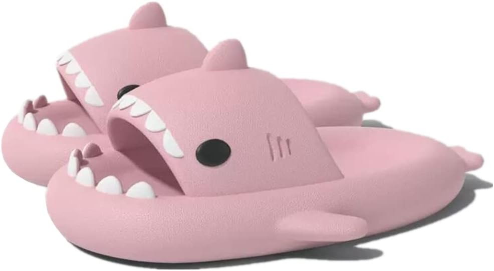 

Милые тапочки с градиентным рисунком в виде акулы, пляжная обувь с мягкой подошвой 4 см, летние тапочки-акулы для женщин и мужчин, из ЭВА, нескользящие, для ванной комнаты, для дома и улицы Kaitesi, светло-розовый