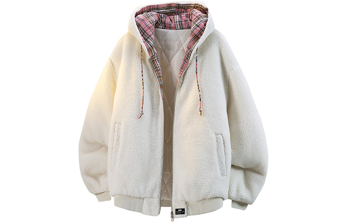 

Пуховик Unisex Hooded Thickened ZIAREL, розовый бежевый plaid
