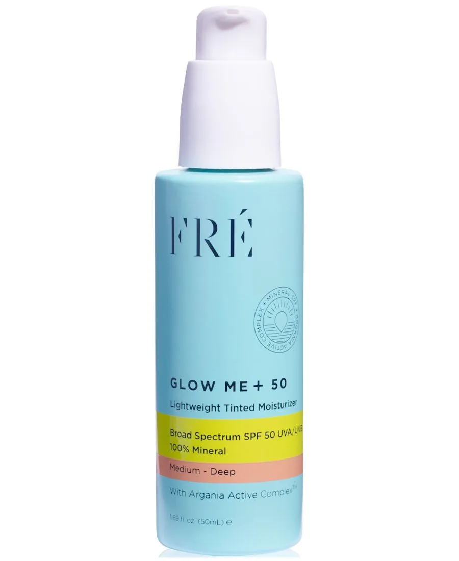 GLOW ME + 50 Легкий тонирующий увлажняющий крем с минеральными частицами, SPF 50, 1,69 унции FRE, Medium - Deep