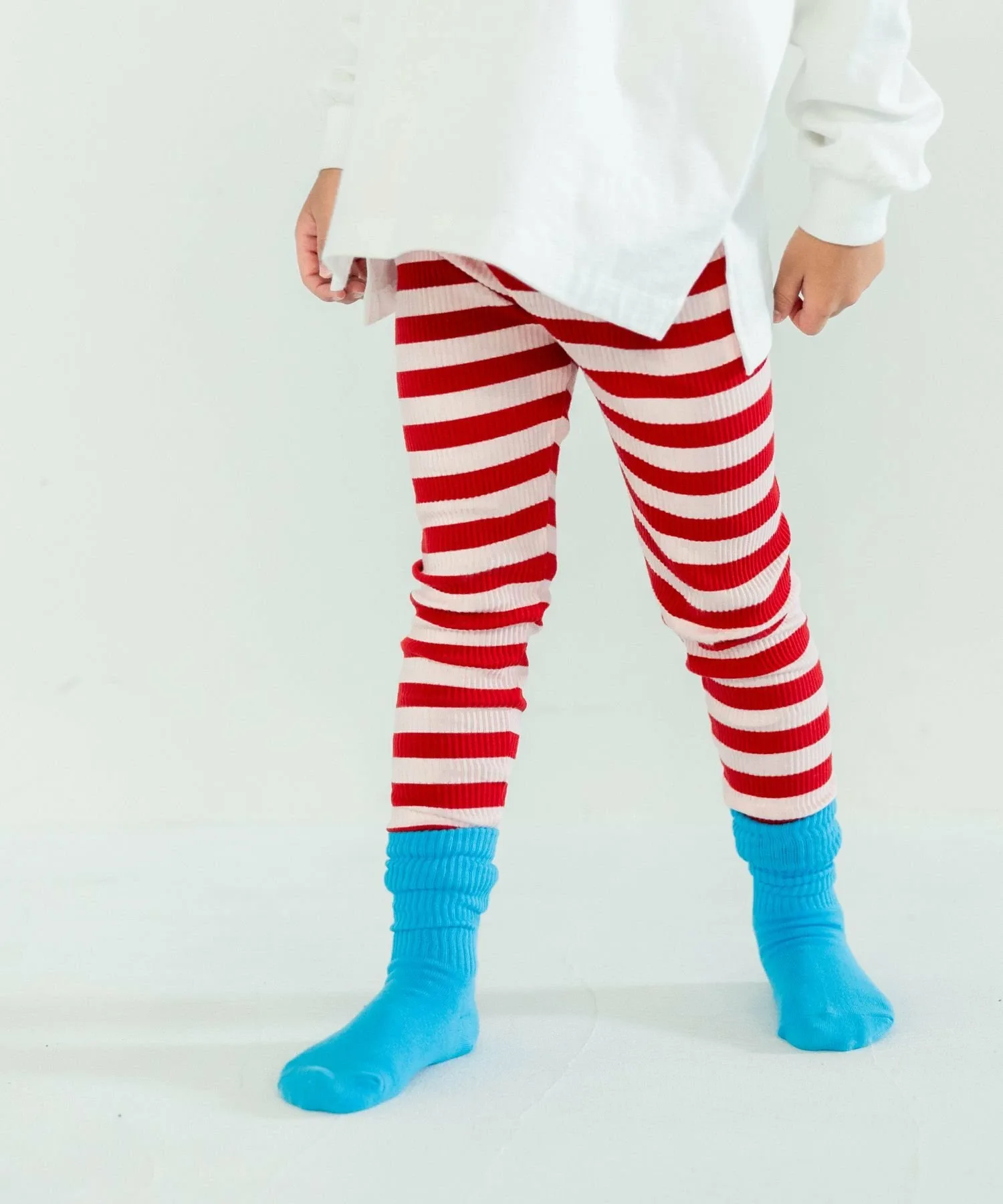 Полосатые ребристые леггинсы Lowrys Farm, Red x Pink (35)