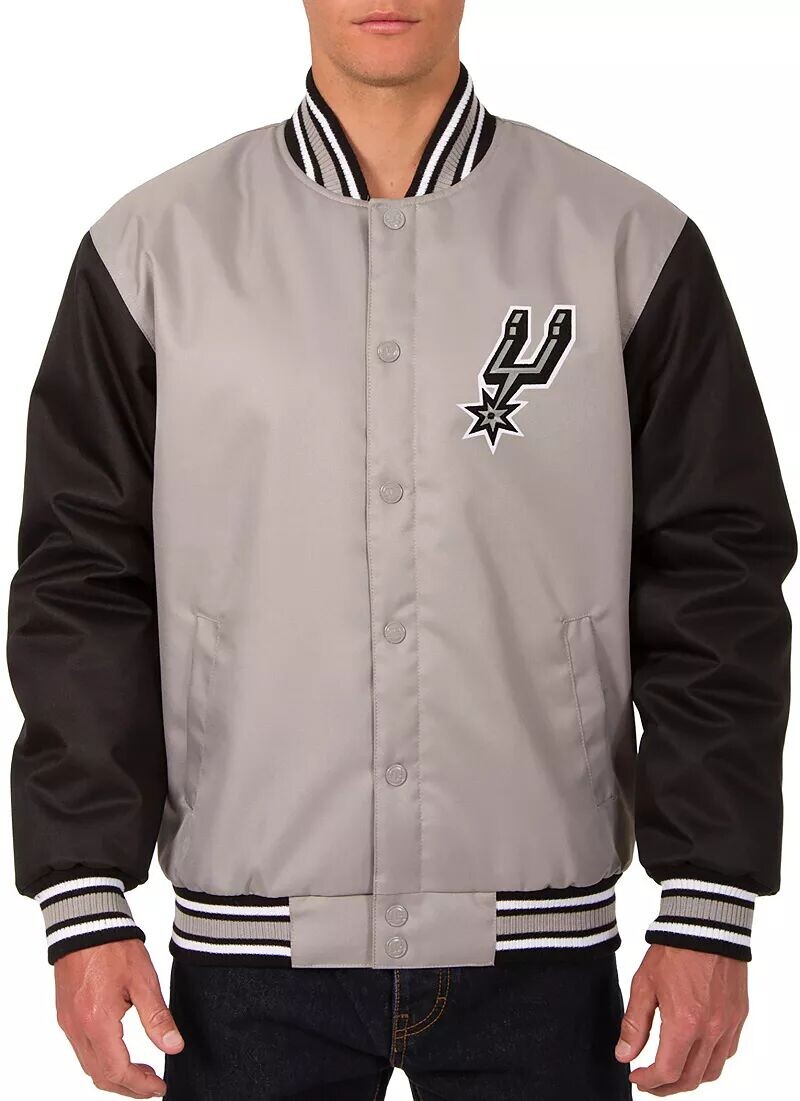 

Серая мужская саржевая куртка Jh Design San Antonio Spurs