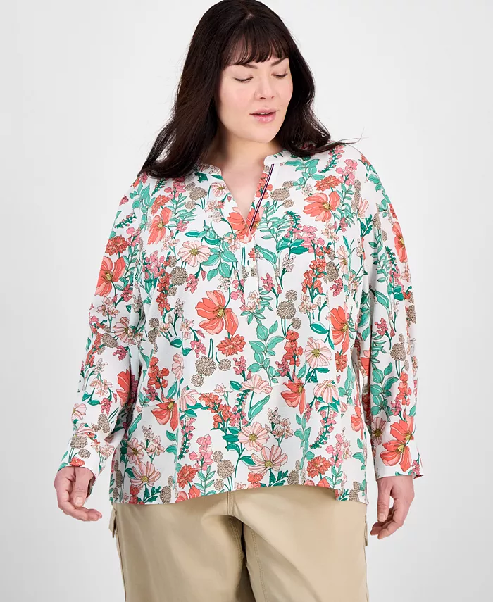 

Туника с цветочным принтом Plus Size на запах Tommy Hilfiger, мультиколор