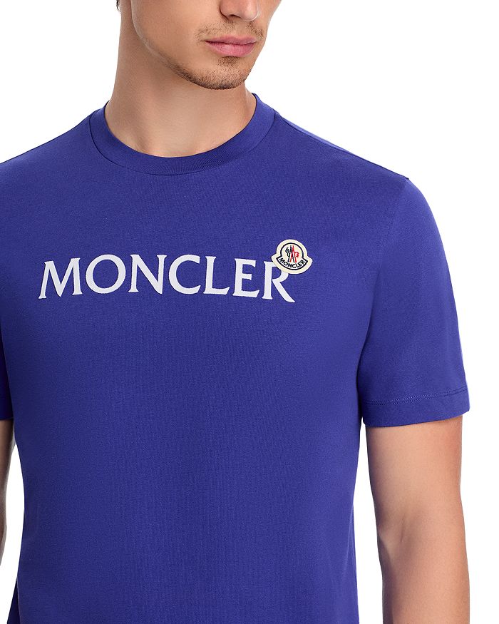 Футболка с коротким рукавом и логотипом Moncler, синий — фото 4