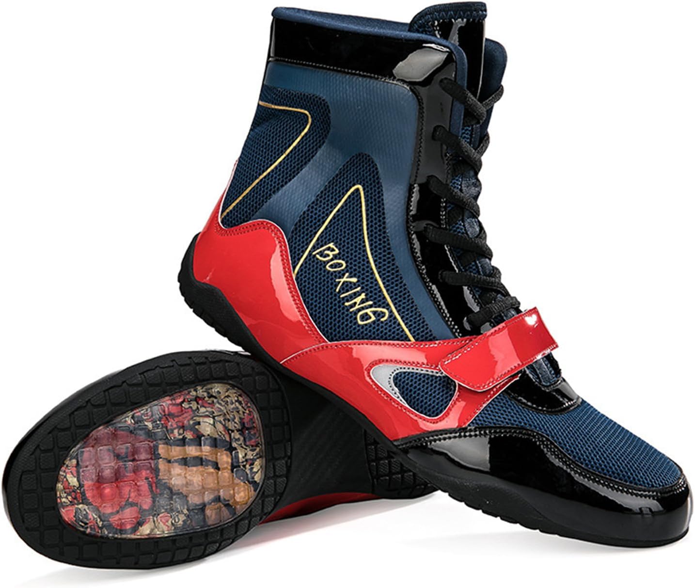 

Мужские боксерские туфли с золотым оттенком, красные боксерские туфли для профессиональной борьбы, тренировок и боевых искусств, высокие кроссовки для фитнеса Generic