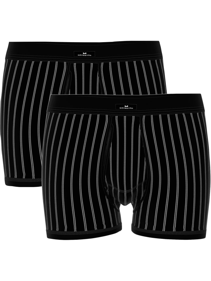 

Götzburg Хлопковые трусы в тонкую ребристую резинку, комплект из 2 штук, черные