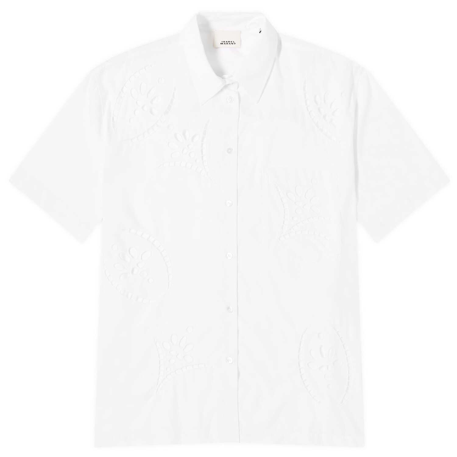 

Рубашка с коротким рукавом Isabel Marant Bilya Embroidered Short Sleeve Shirt, белый