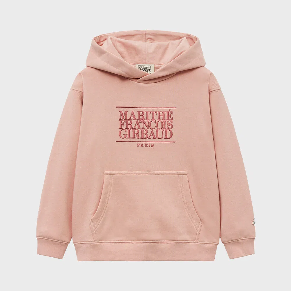 Детское классическое худи с логотипом, розовое, от Marithé Kids