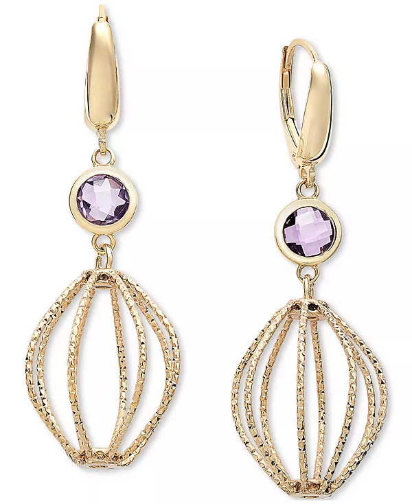 

Серьги-Подвески с аметистовым оправой (1-5/8 карата) из стерлингового серебра с позолотой 14 карат Macy'S, amethyst