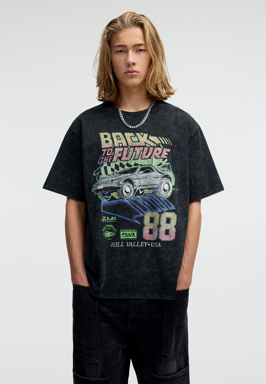 

Футболка с принтом BACK TO THE FUTURE 88 PULL&BEAR, черный