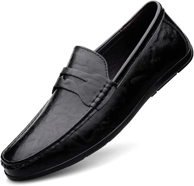 Мужские лоферы из кожзама, классические слипоны, Black PUGHGAETZF