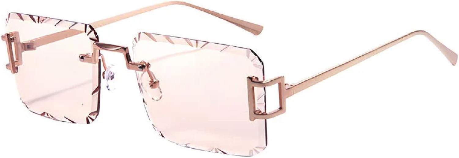 

Солнцезащитные очки с защитой от УФ-излучения UV400 | Металлическая безободковая оправа, панк-стиль, цветные линзы | Для женщин и мужчин, для занятий спортом на открытом воздухе и вождения DSVIGF, Gold-lightbrown