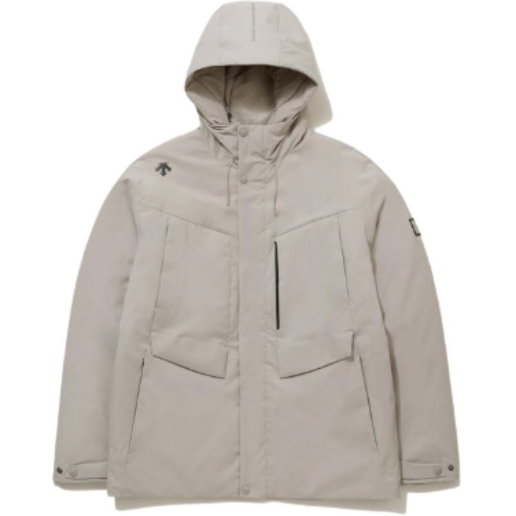 

Descente Мужская пуховая куртка, бежевые, с капюшоном, средней плотности, другие