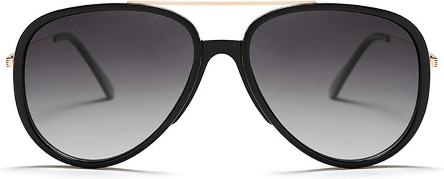 

Ретро-солнцезащитные очки-пилот в металлической оправе для женщин и мужчин, 2025 год, роскошные модные винтажные овальные солнцезащитные очки с двойной дужкой mincl, Gold Gray