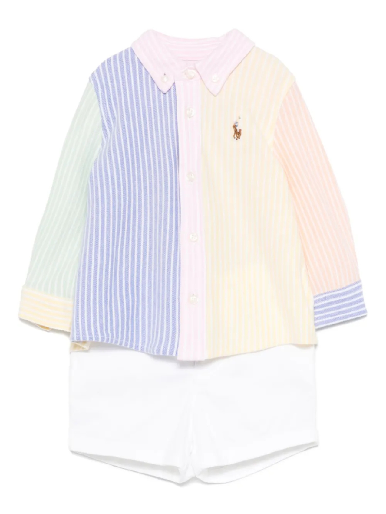 

POLO RALPH LAUREN KIDS комплект из шортов и рубашки в полоску, белый