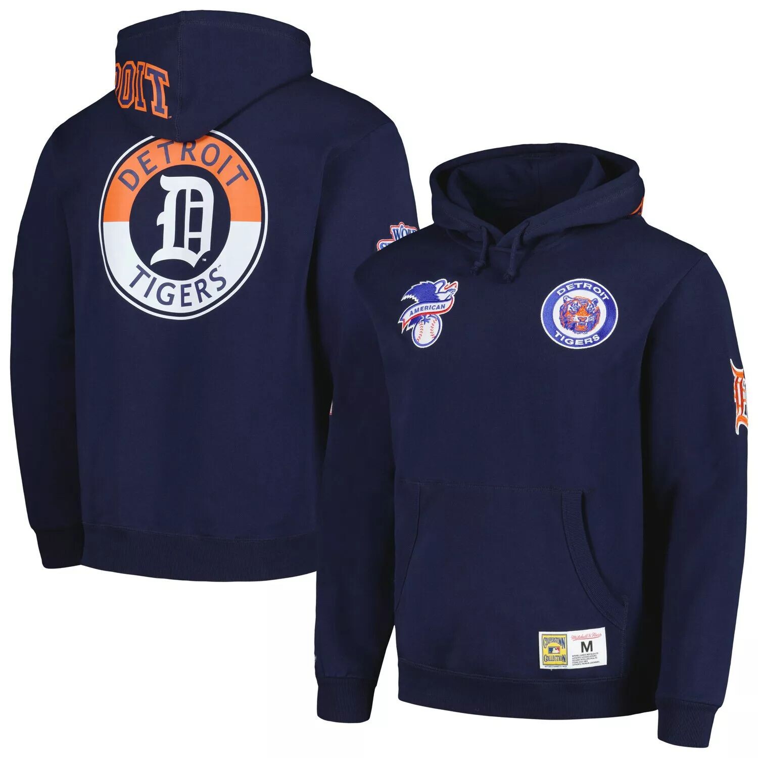 

Мужской темно-синий пуловер с капюшоном Mitchell & Ness Detroit Tigers City Collection