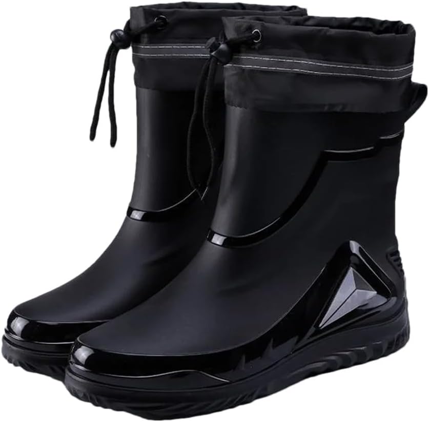 

Мужские водонепроницаемые резиновые сапоги Wjnvfioo с шнуровкой, теплые, противоскользящие, плоская подошва, модные сапоги-райдеры, 44 Waterproof Mouth