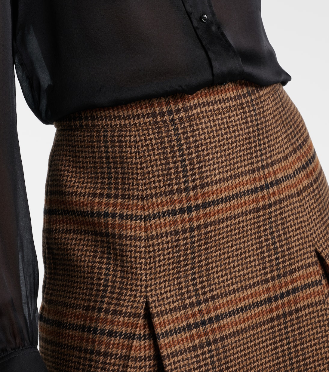 Юбка миди из шерсти Принц Уэльский Saint Laurent, Marron Beige Roux — фото 4