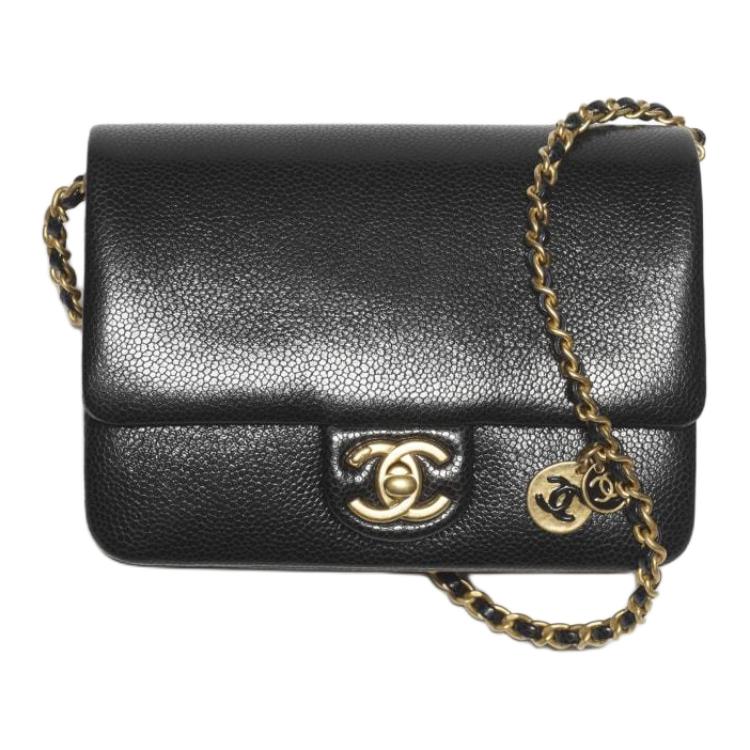 

CHANEL Миниатюрная женская сумка через плечо из телячьей кожи черная