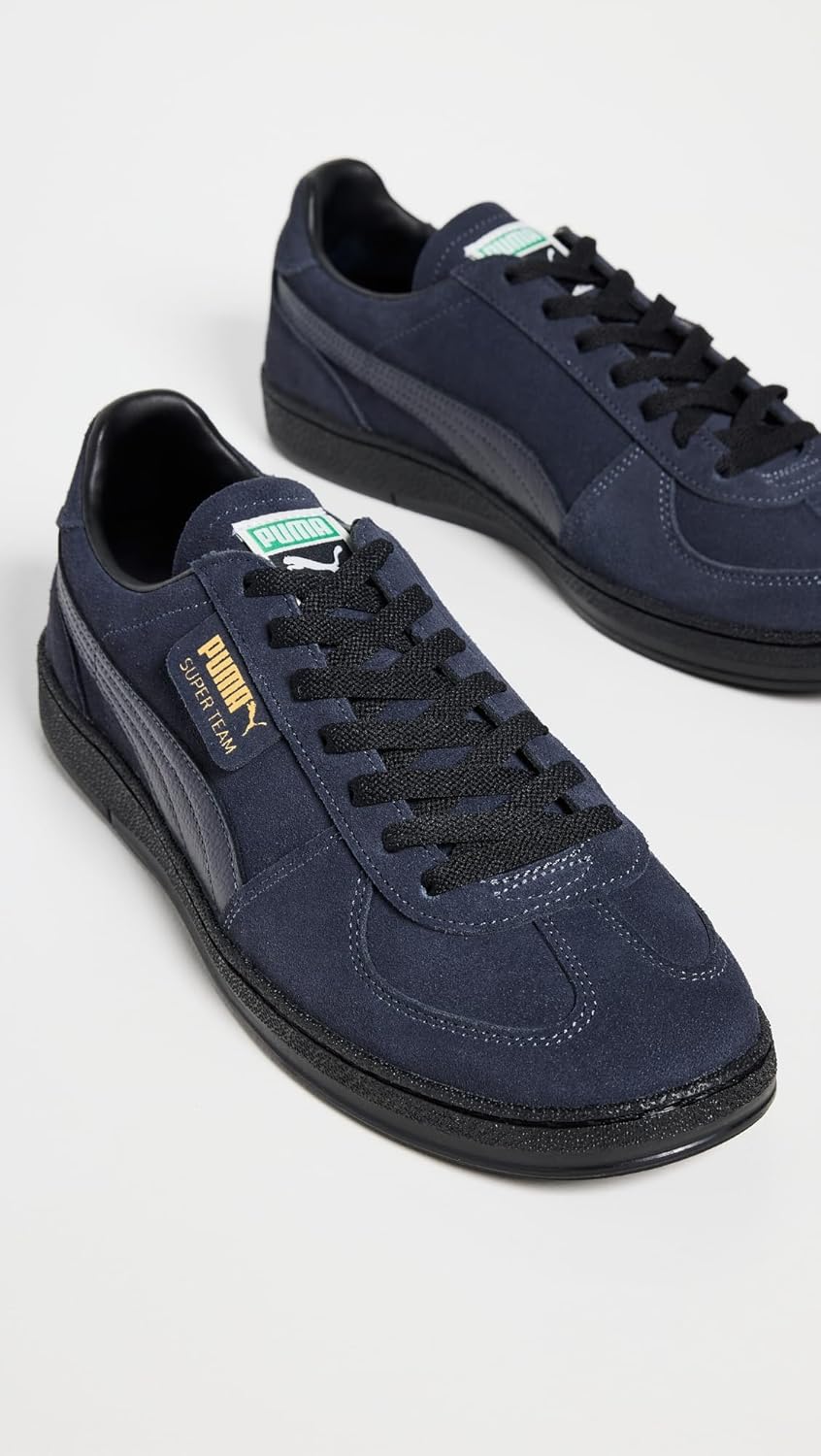 Мужские кроссовки PUMA Super Team из замши с шнуровкой, повседневные - синие — фото 4