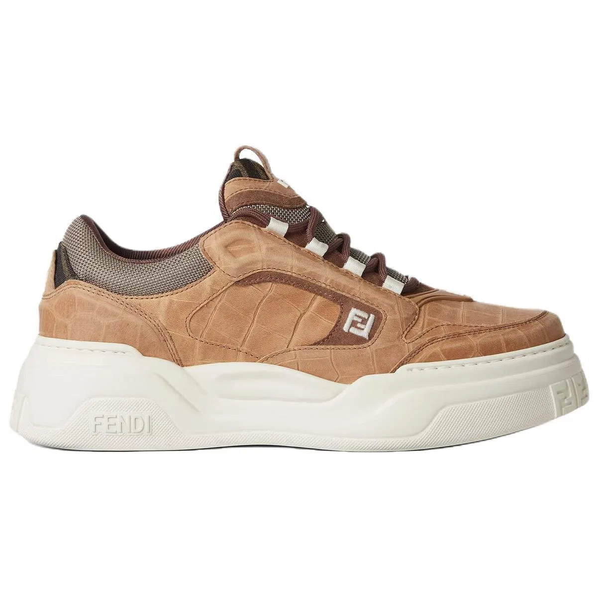 Кроссовки низкие FENDI Force Low Top бежевые — фото 3