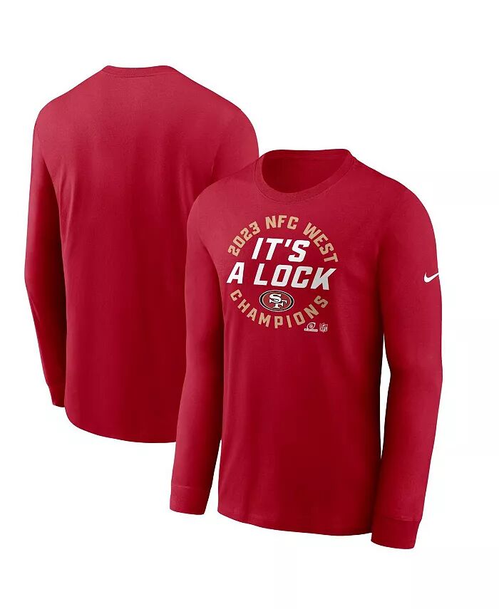 

Мужская футболка с длинным рукавом Scarlet San Francisco 49ers 2023 NFC West Division Champions Locker Room Trophy Collection Nike