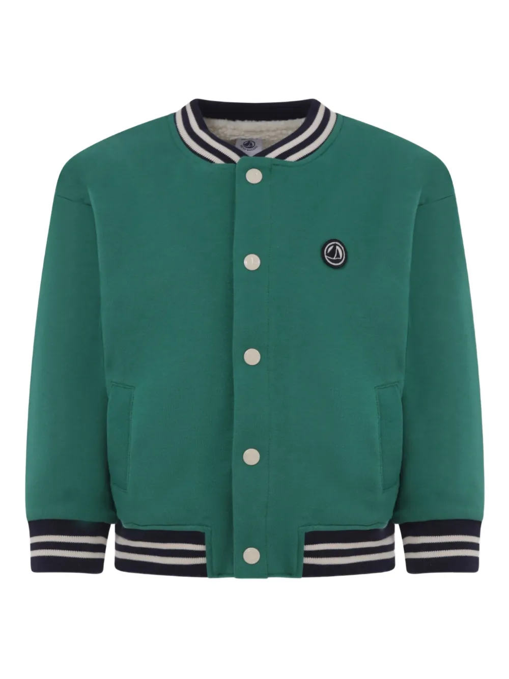 

Куртка-бомбер с застежкой на пуговицы и ребристой отделкой Petit Bateau, зеленый